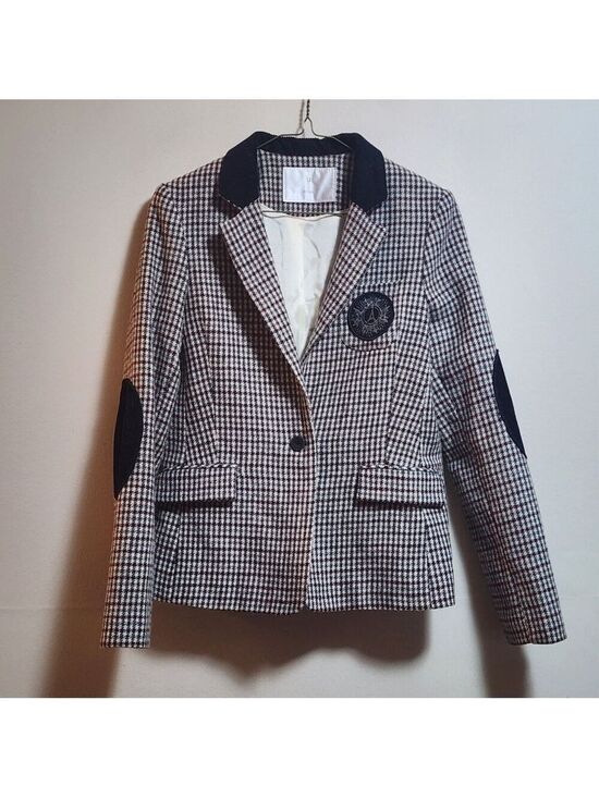 Jackets & Blazers - Vintage U blazer houndstooth blazer jacket color burgundy and cream size 38/xs